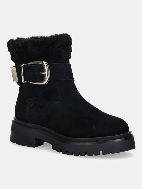 Steve Madden botki zamszowe dziecięce Lodge damskie kolor czarny na płaskim obcasie 11004980 - zdjęcie produktu nr 1