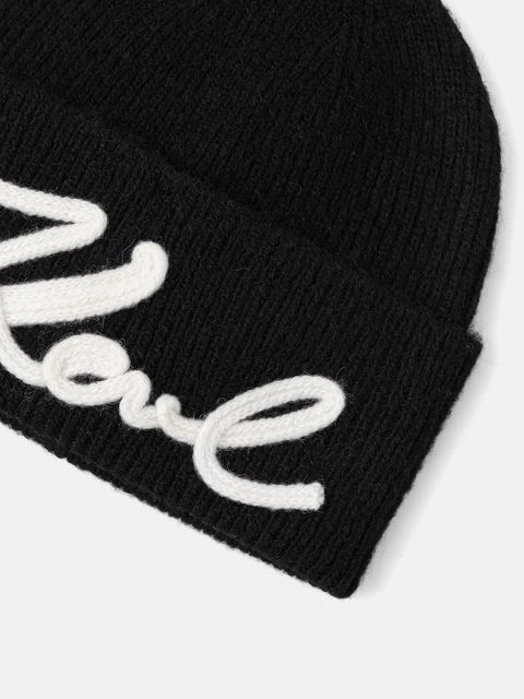 Karl Lagerfeld czapka z domieszką wełny K/SIGNATURE kolor czarny A4W33009