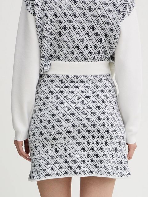 Guess spódnica z domieszką wełny AUBREY kolor beżowy mini ołówkowa W5BD81 Z3JD2