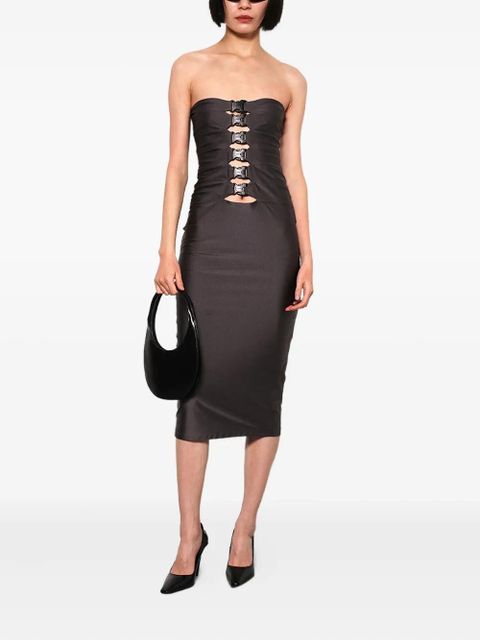 Coperni buckle-detail strapless midi dress - Grey