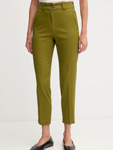 United Colors of Benetton spodnie damskie kolor zielony dopasowane high waist 4FRXDF096 - zdjęcie produktu nr 1