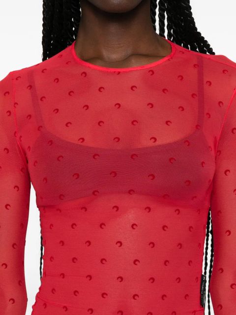 Marine Serre moon-print mesh T-shirt - Red