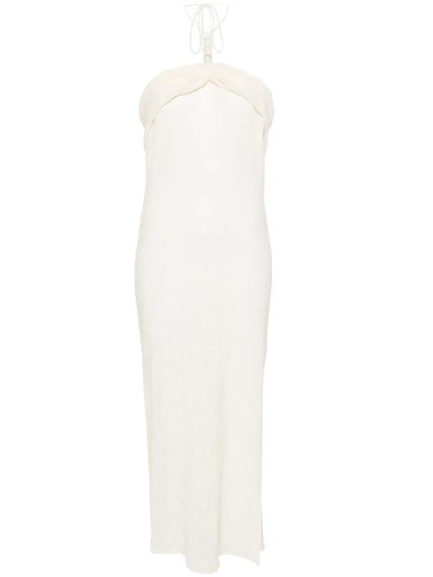 Magda Butrym faux pearl-embellished midi dress - Neutrals