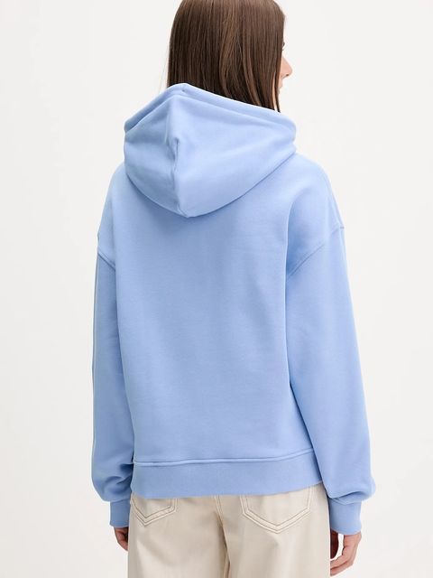 Tommy Jeans bluza bawełniana damska kolor niebieski z kapturem DW0DW19414