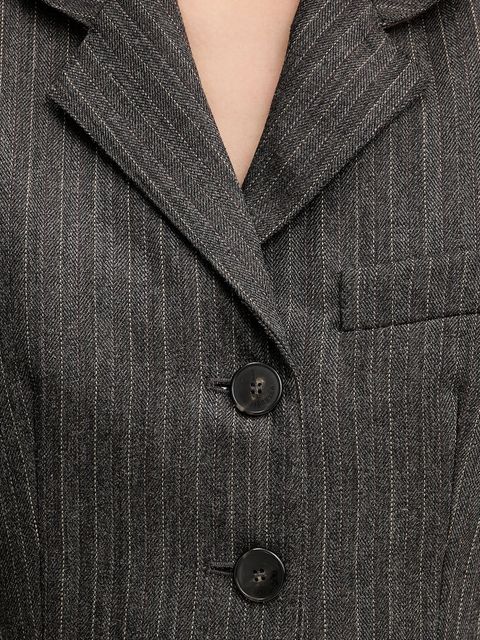 Marella marynarka wełniana kolor brązowy jednorzędowa wzorzysta 2523046052200