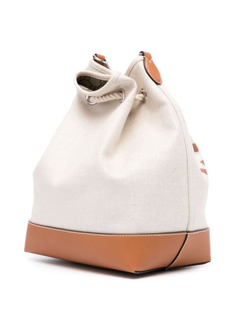 Gucci mini logo-print bucket bag - Neutrals
