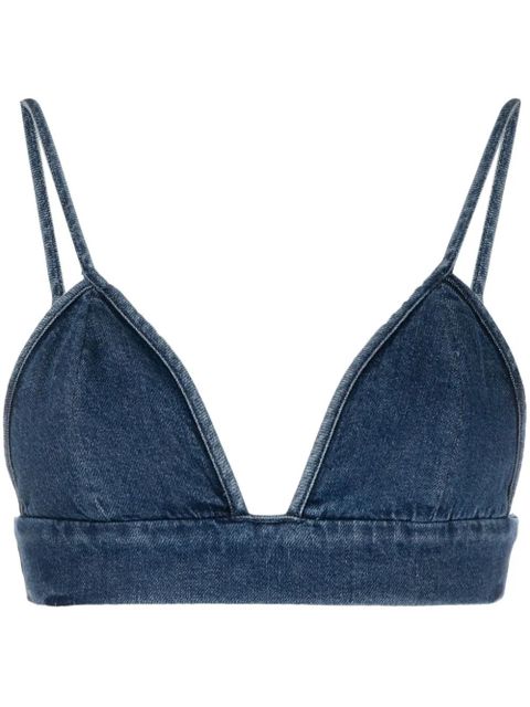 AGOLDE triangle-cup denim crop top - Blue - zdjęcie produktu nr 1