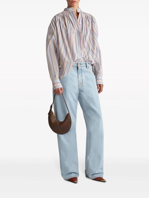 ETRO striped gathered cotton blouse - Blue - zdjęcie produktu nr 2