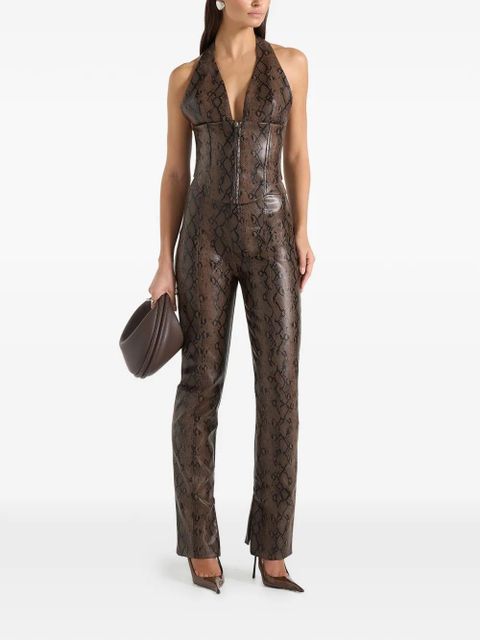 Manière De Voir Lucia python-effect button trousers - Brown - zdjęcie produktu nr 2