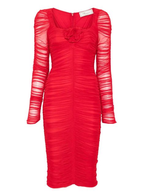 Blumarine ruffled long-sleeved party dress - Red - zdjęcie produktu nr 1