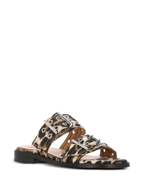 GANNI buckle eyelet sandals - Brown