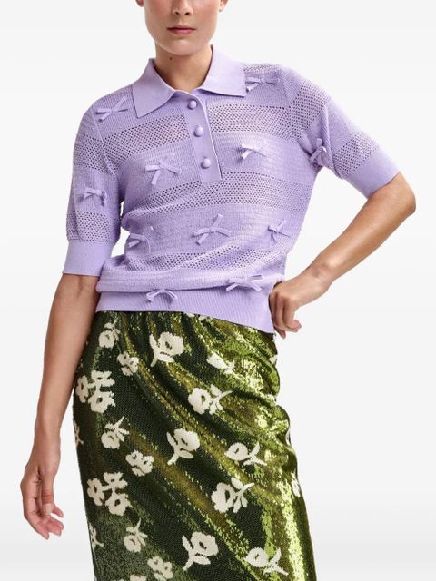 Essentiel Antwerp bow-detail polo top - Purple