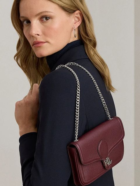 Lauren Ralph Lauren portfel skórzany damski kolor bordowy 432977374