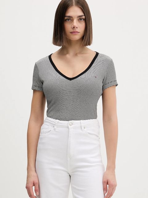 Tommy Jeans t-shirt damski kolor czarny DW0DW17385 - zdjęcie produktu nr 1