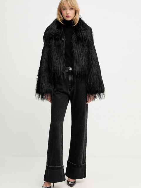 Trussardi sweter wełniany damski kolor czarny lekki z golfem M0106001164N