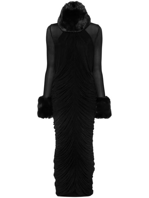 Magda Butrym faux-fur trim maxi dress - Black - zdjęcie produktu nr 1