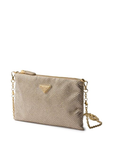 Prada mini crystal-studded clutch bag - Neutrals