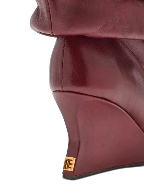 Balmain 75mm slouchy calfskin wedge ankle boots - Red