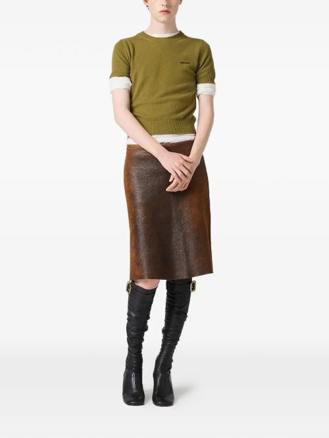 Miu Miu logo-detail cashmere top - Green - zdjęcie produktu nr 2