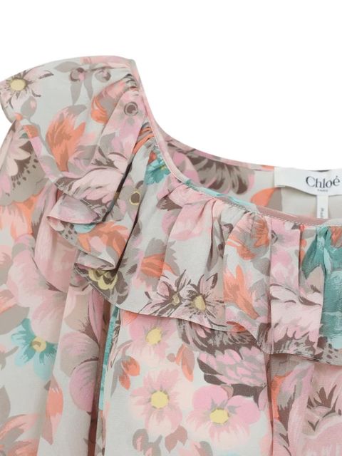 Chloé ruffled floral-print mini dress - Grey - zdjęcie produktu nr 2