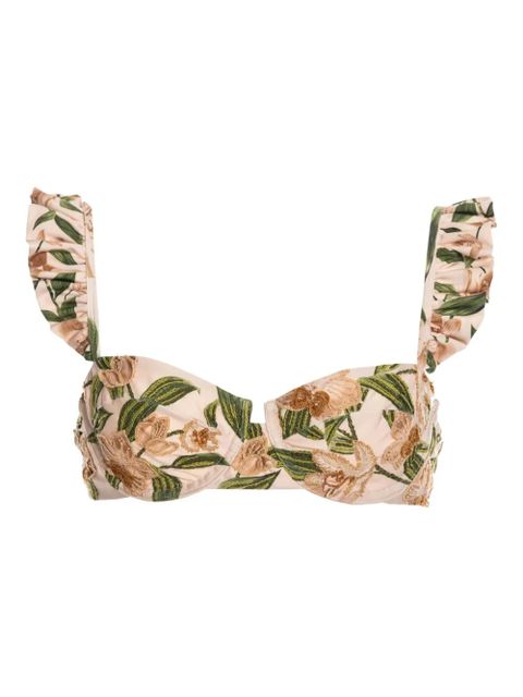 Agua By Agua Bendita ruffled floral bikini top - Neutrals - zdjęcie produktu nr 1