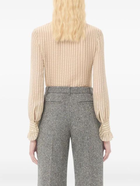 Valentino Garavani ruffle-detail striped shirt - Neutrals