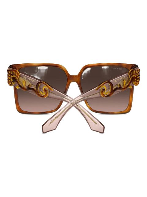ETRO blossom-embellished square sunglasses - Brown