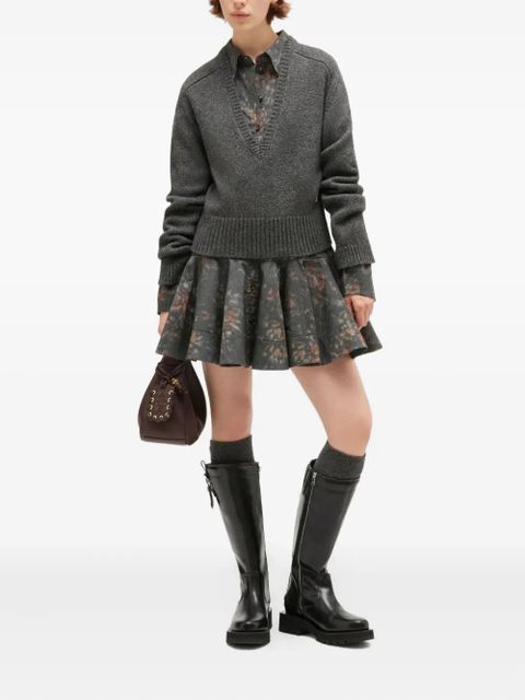 GANNI deep V-neck top - Grey - zdjęcie produktu nr 2