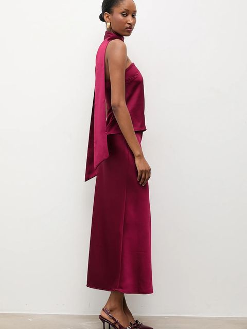 Answear.LAB top i spódnica damski kolor bordowy