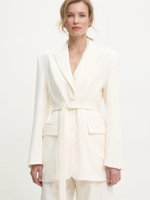 Answear.LAB marynarka kolor beżowy jednorzędowa gładka - zdjęcie produktu nr 1