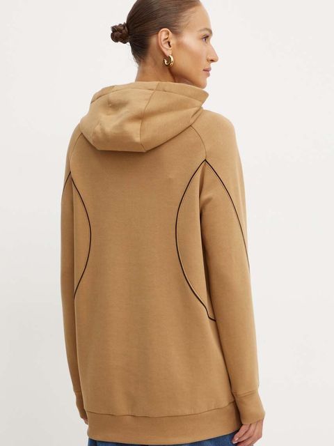 BOSS bluza damska kolor beżowy z kapturem wzorzysta 50520874