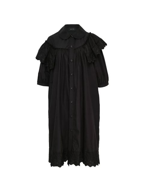 Simone Rocha puff-sleeve ruffled shirt dress - Black - zdjęcie produktu nr 1