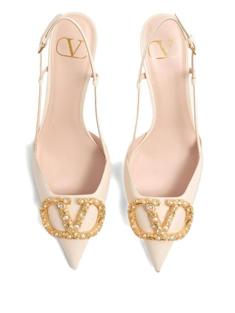 Valentino Garavani 80mm VLogo Signature slingback pumps - Neutrals