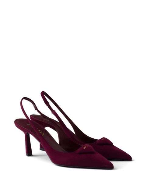 Prada 75mm slingback triangle-logo pumps - Red
