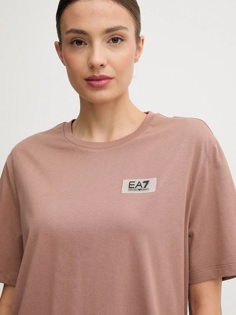 EA7 Emporio Armani t-shirt bawełniany damski kolor brązowy AF12503.7W000407