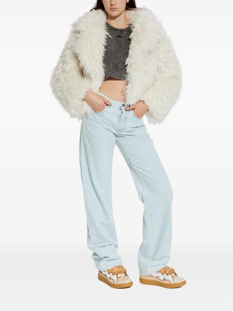 Off-White logo-embroidered ribbed T-shirt - Grey