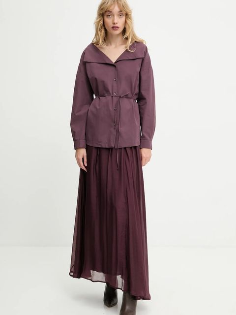 Answear.LAB koszula bawełniana damska kolor bordowy regular z kołnierzykiem klasycznym - zdjęcie produktu nr 2