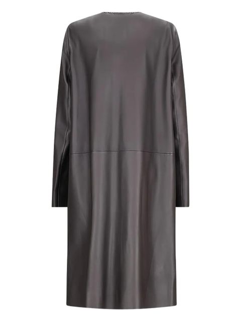 FENDI leather stitched-detail coat - Brown