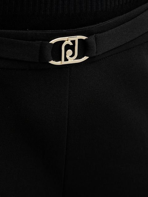 Liu Jo spodnie damskie kolor czarny szerokie high waist MF5260 J1930