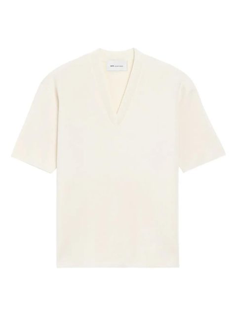 AMI Paris short-sleeved V-neck sweater - Neutrals - zdjęcie produktu nr 1