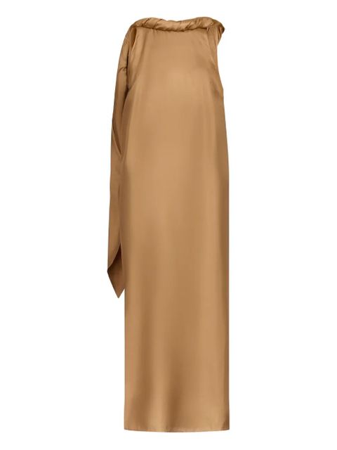 LouLou de Saison Susan twisted-collar midi dress - Brown - zdjęcie produktu nr 1