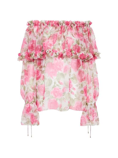 Chloé floral-print ruffled blouse - White - zdjęcie produktu nr 1