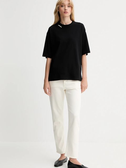 La Mania t-shirt bawełniany damski kolor czarny ADELL