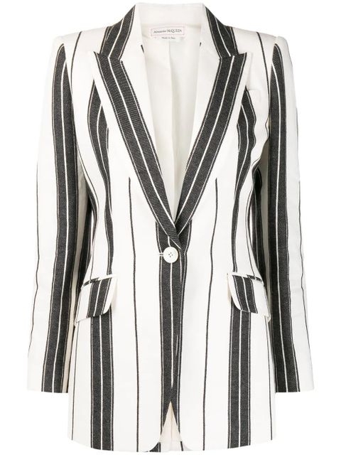 Alexander McQueen striped single-breasted blazer - White - zdjęcie produktu nr 1