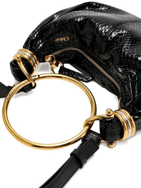 Chloé ring-top puff-faced leather shoulder bag - Black