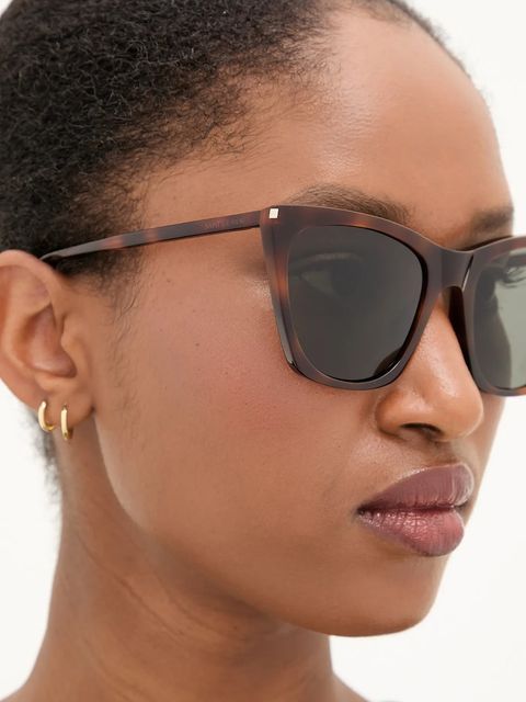 Saint Laurent okulary przeciwsłoneczne KATE THIN damskie kolor brązowy SL 214