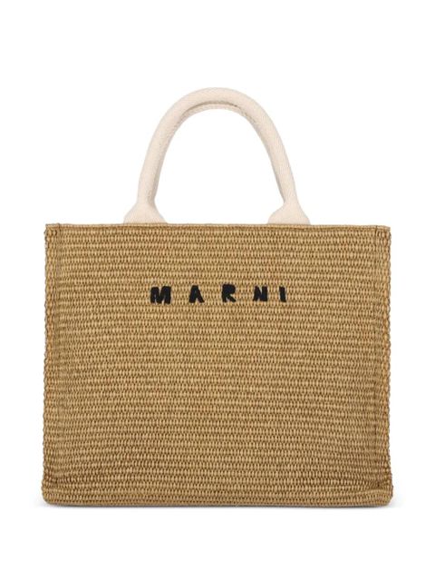 Marni small East-West logo-detail tote bag - Neutrals - zdjęcie produktu nr 1