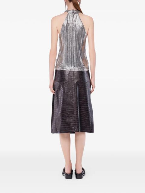 Rabanne crocodile-effect leather skirt - Brown