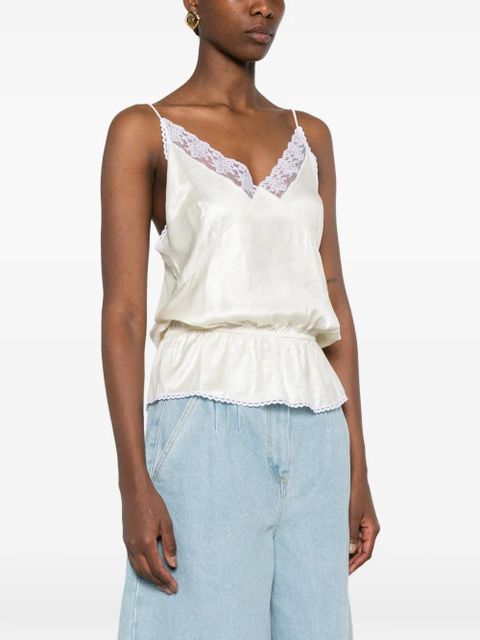 Magda Butrym lace ruffled top - Neutrals