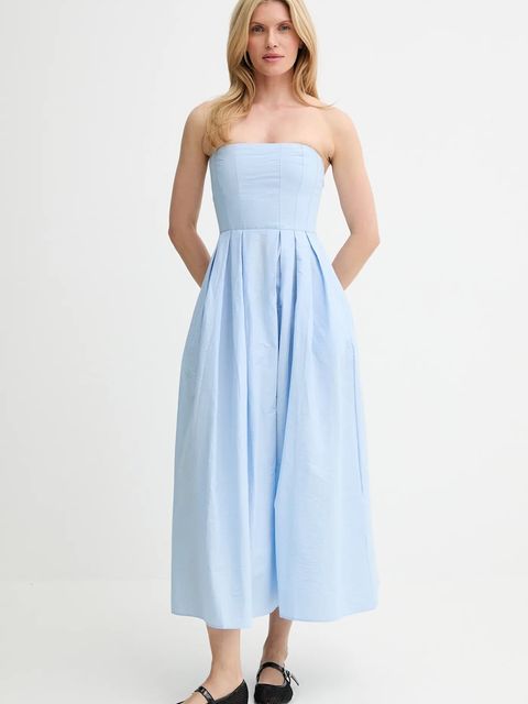 Answear.LAB sukienka bawełniana kolor niebieski maxi rozkloszowana - zdjęcie produktu nr 1